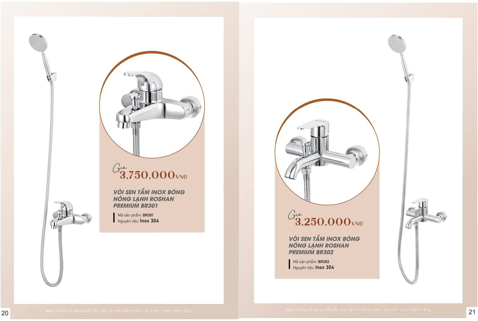 Sen vòi và phụ kiện phòng tắm ROSHAN Catalogue và Bảng giá mới nhất /Page 12 (Roshan BR301 / R302)